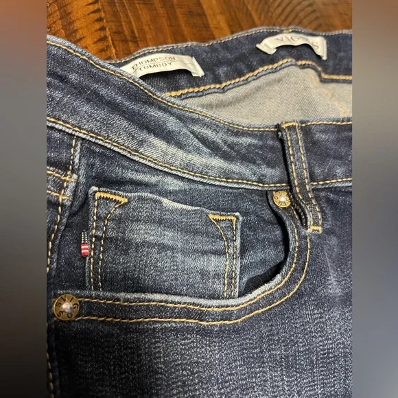 Vigoss Thompson Tomboy Fit Ankle Denim Jeans Low Waist Rise Distressed Dark Wash - Picture 2 of 13